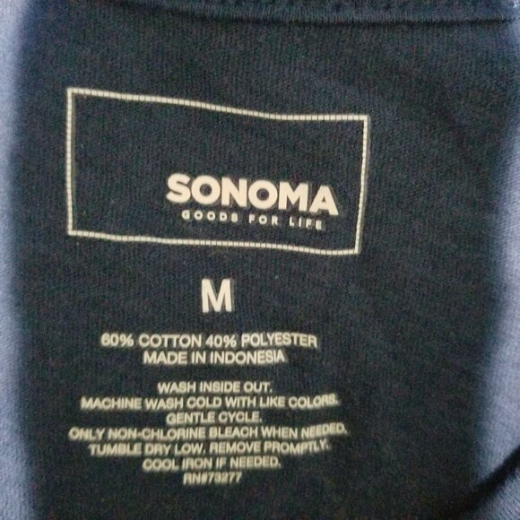 Sonoma Womens Navy Blue Sleeveless Tank Top With Gold Pineapple Print M Cotton/P - Picture 4 of 4